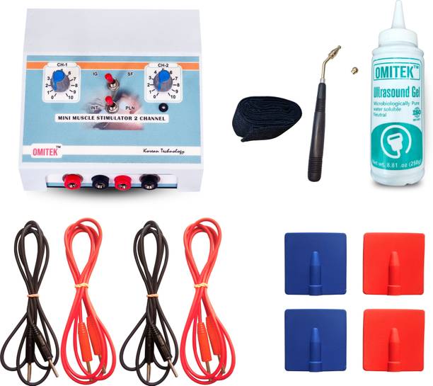 omitek 2 Channel Mini Muscle Stimulator (MS) Physiotherapy Machine Galvanic & Faradic Modes with Pen Electrode Compact Electrotherapy Device