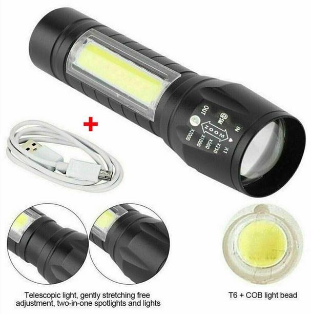 GALLAXY HASRU Mini Waterproof Portable LED COB Flashlight USB Rechargeable 200 hrs Torch Emergency Light