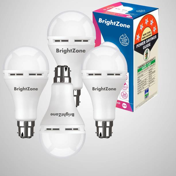 Brightzone Pck of 4-Energy-Efficient Emergency LED Rechargeable Bulb Smart Bulb