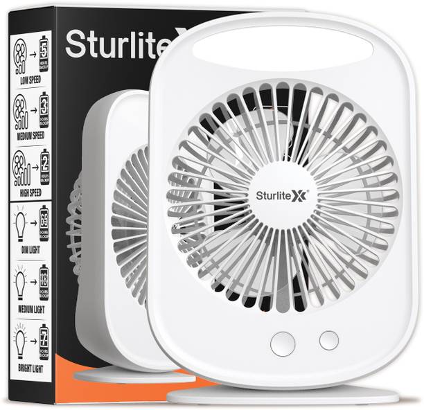 Sturlite Airify 10W Mini Portable Table Fan + Lamp| 3 Speed Modes| 3 Lighting Modes 5 hrs Lantern Emergency Light