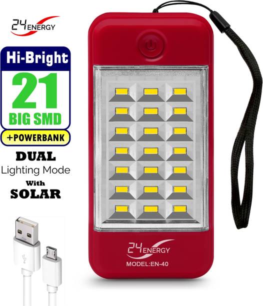 24 ENERGY Power Bank Cum 21 LED Rechargeable Solar 4 hrs Lantern Emergency Light