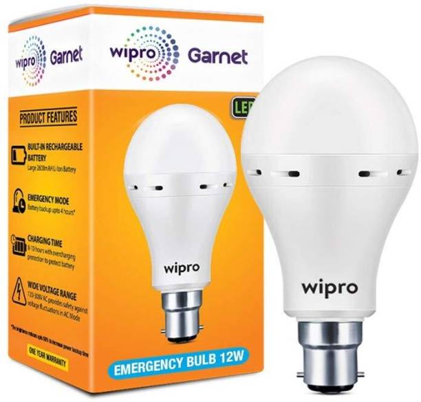 Wipro Garnet 12W Inverter LED, (Pack of 1) 4 hours Bulb Emergency Light
