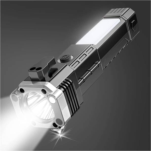 FINARO USB Rechargeable Flashlight with Glass Breaker,Phone Charger 2 hrs Torch Emergency Light