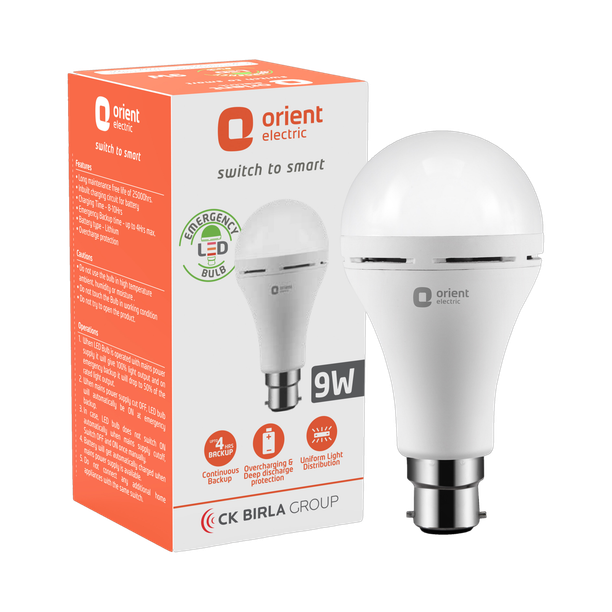 Orient Electric 9W Rechargeable Inverter LED 4 hrs Bulb Emergency Light Cool White
