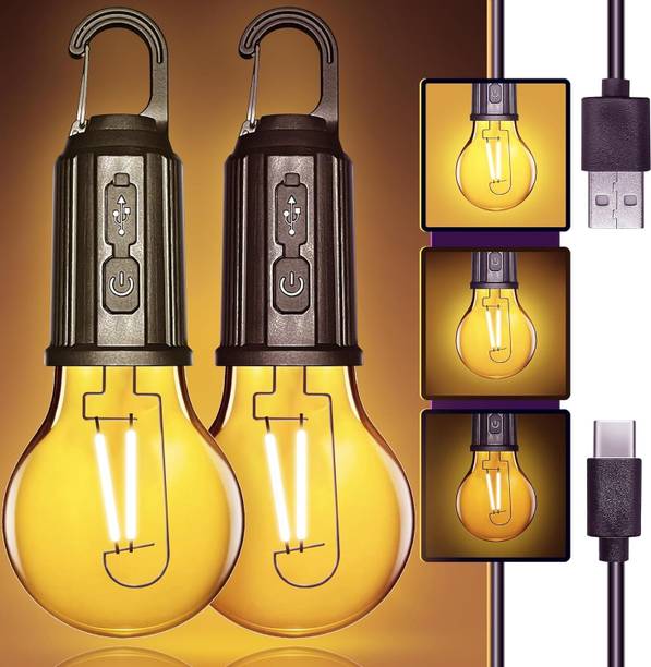 AMOZI Rechargeable Utility Bulb For Camping With Clip Hook, 3 Modes, Battery Powered Smart Bulb
