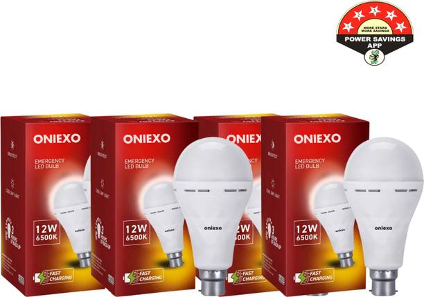 ONIEXO PACK OF 4 Emergency 12W Bulb with Battery Backup for Reliable Lighting Smart Bulb
