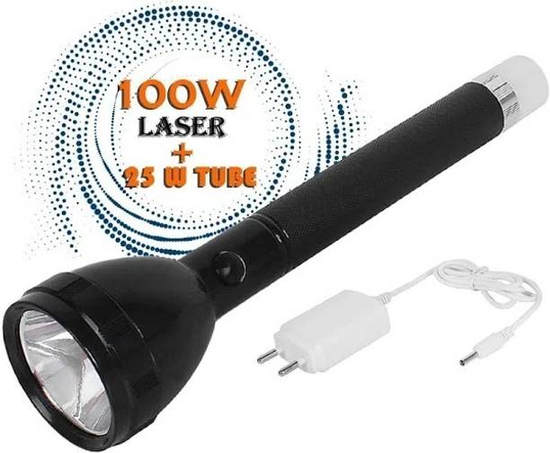 JMALL Dual Mode Power Full Led Rechargeable Long Range Torch Up to 1 Km With BackLight 8 hrs Torch Emergency Light