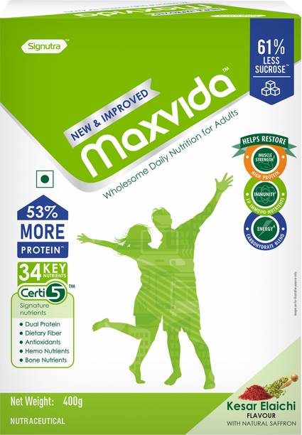 Maxvida Balanced Nutrition Supplement for Adults BIB - 400g (Kesar Elaichi) Nutrition Drink