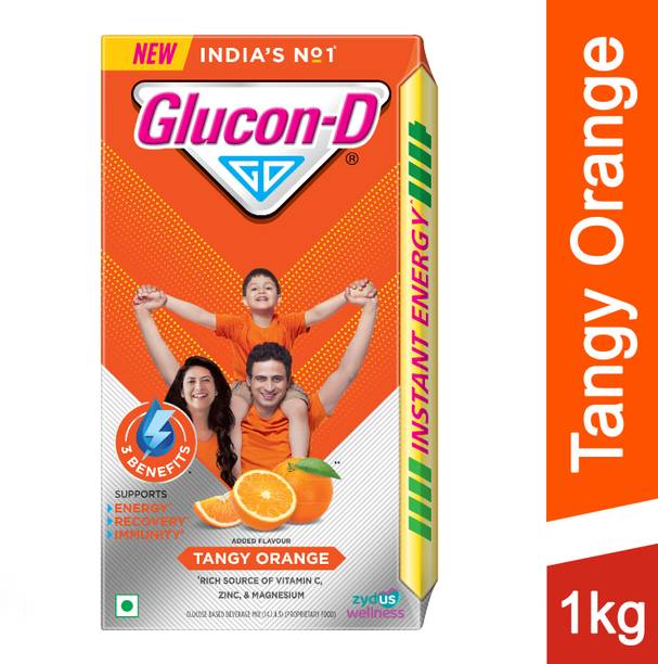 GLUCON-D Tangy Orange with 3 Benefits of Energy, Recovery, and Immunity, Refill Sports Drink