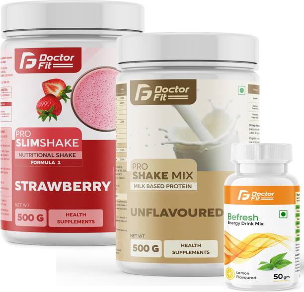 DOCTORFIT Pro Slim Shake F-1 + ShakeMix(Unflavored) for weight loss & Management + Befresh Nutrition Drink