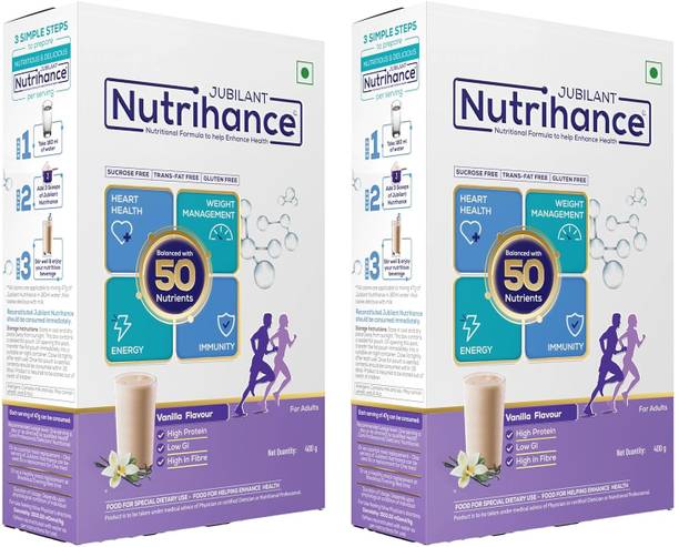 JUBILANT Nutrihance Nutritional Formula help Enhance Health, Vanilla Flavor, 400 gm x Pack of 2 Nutrition Drink