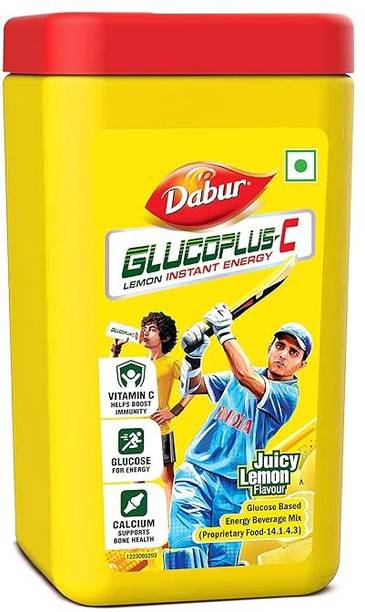 Dabur GlucoPlus-C Instant Energy Glucose Juicy & Tasty (Lemon Powder) - 400g Jar Energy Drink