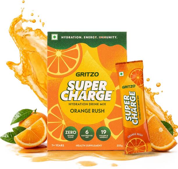 Gritzo Supercharge Hydration Drink Mix (7+Years) 15 Sachets (15g Each) Hydration Drink