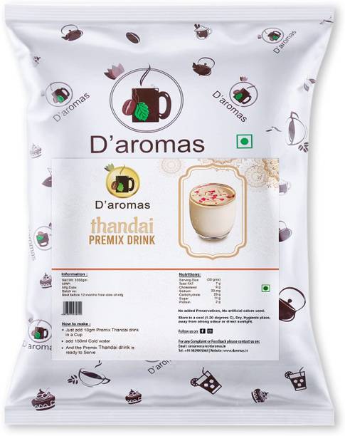 D'aromas Instant Thandai Drink Premix Powder 9kg, With Rich Taste For Refreshing Summer Energy Drink