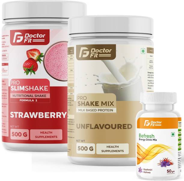 DOCTORFIT Pro Slim Shake F-1 + ShakeMix(Unflavored) for weight loss & Management + Befresh Nutrition Drink