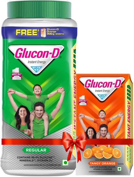 GLUCON-D Regular Glucose Powder , Jar with Free 300 g Tangy Orange Energy Drink