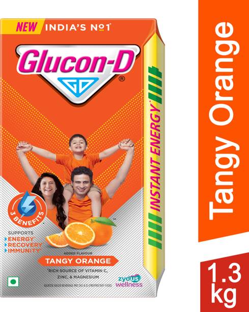 GLUCON-D Tangy Orange with 3 Benefits of Energy, Recovery, and Immunity, Refill Sports Drink