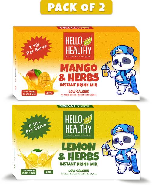 Hello Healthy Mango & Herbs and Lemon & Herbs Mix Instant Drink Pack of 2 Set (40 Sachets) Nutrition Drink