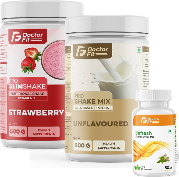 DOCTORFIT Pro Slim Shake F-1 + ShakeMix(Unflavored) for weight loss & Management + Befresh Nutrition Drink