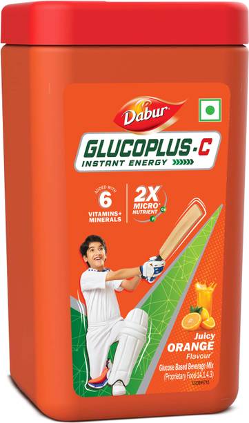 Dabur GlucoPlus-C Instant Energy Glucose Juicy & Tasty (Orange Powder) - 400g Jar Sports Drink
