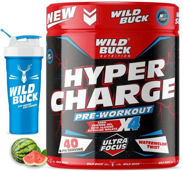WILD BUCK Hyper Charge Pre-Workout For Muscle Pump ,Non-Crash Energy Both For Men & Women Sports Drink