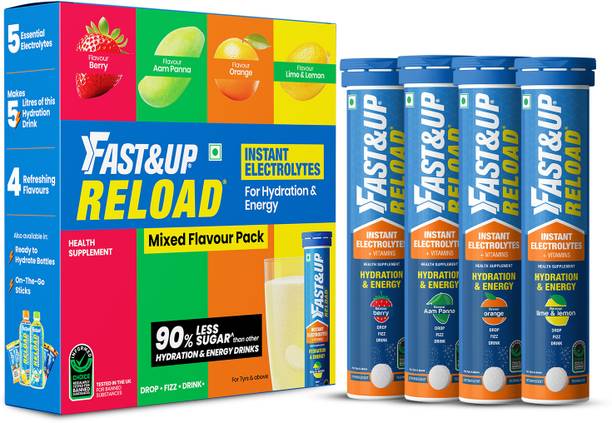 FAST&UP Reload (20 Liters) Low Sugar Energy drink, 5 Essential Electrolytes + Vitamins Hydration Drink