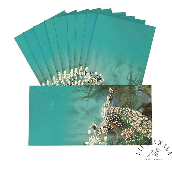 LIFAFEWALA Premium Peacock Design Money&Shagun Envelopes for Wedding,Gifting|Velvet Feel Envelopes