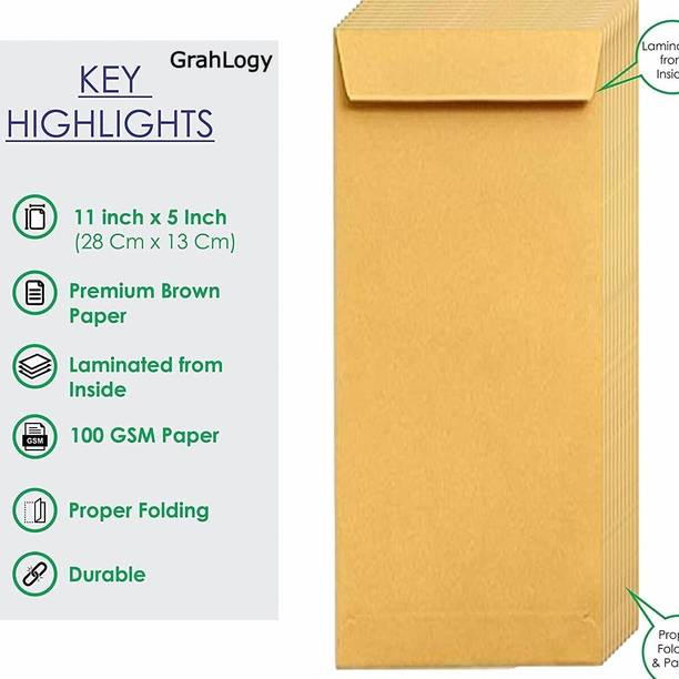 GrahLogy (11x5) inch Business/Office/Security/Money/Gift Courier Envelopes