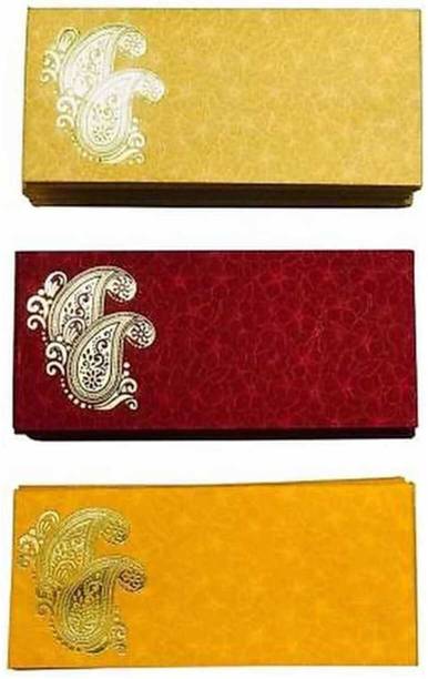 MOUSETRAPS Pack of 75 Shagun Double Ambi Motif Rectangle Shape Shagun Gift Envelopes for Weddings, Birthdays, Baby Shower, Anniversary Envelopes