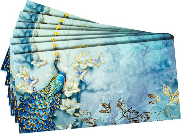 minimal affairs royal Blue Peacock pattern Shagun Envelopes for wedding, birthday cash gift Envelopes