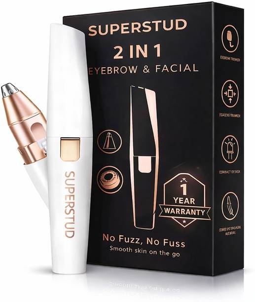 SUPERSTUD Facial Hair Removal Machine | Eyebrow Trimmer | 1 Year Warranty | 2 In 1 Trimmer Cordless Epilator