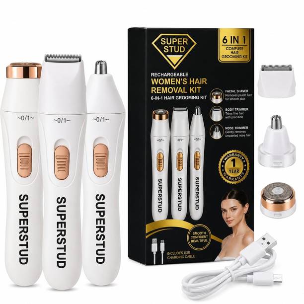 SUPERSTUD Trimmer for Woman Facial Hair Remover | Face, Nose, Arms, Legs & Body Trimmer Cordless Epilator