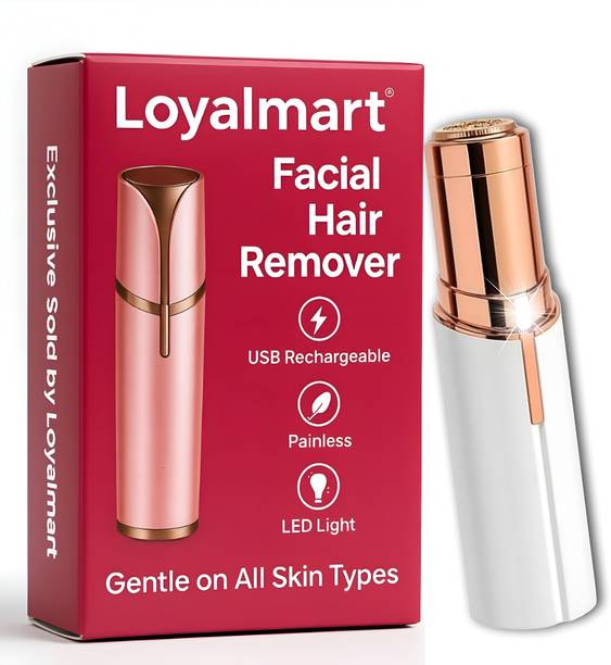 Loyalmart Rechargeable Painless Facial Hair Remover for Women with Light and USB, Eyebrow Trimmer, Upper Lip Shaver, Chin, Cheek, Nose and Face Hair Removal Tool, Facial Hair Remover Trimmer, Electric Razor, Hair Removal Machine for Women, Epilator Cordless Epilator