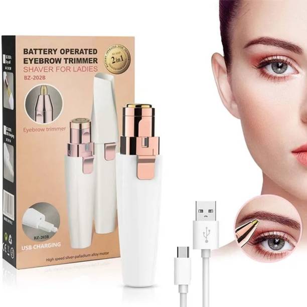 Parthstylemart 2-in-1 Cordless Electric Eyebrow Razor & Painless Face Hair Remover Shaver for Women & Girls, Portable USB Charging Body Epilator with Interchangeable Heads Cordless Epilator