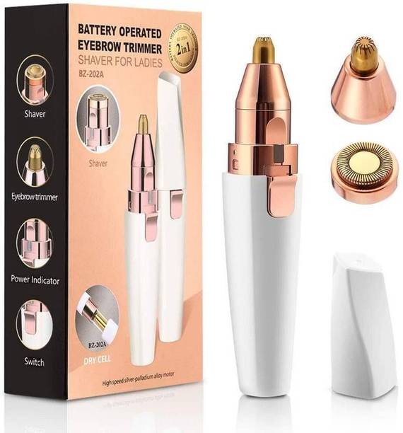GLOWMART 2-in-1 Rechargeable Eyebrow Trimmer & Facial Hair Remover Razor for Women Trimmer Cordless Epilator
