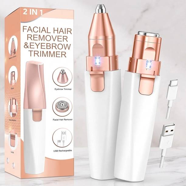Yiveko Women's 2 in 1 Facial Hair Remover & Eyebrow Trimmer USB Rechargeable Electric Face Shaver Cordless Epilator