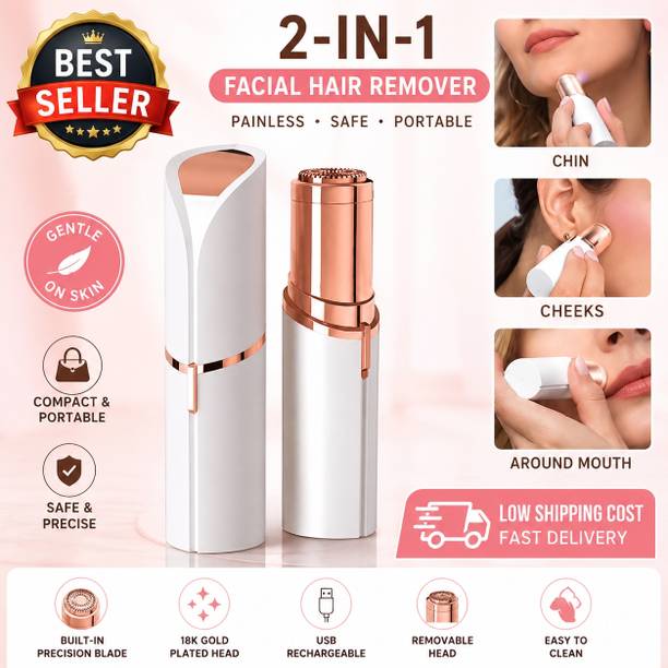 Parthstylemart 2 in 1 Facial Hair Remover for Women | Battery Operated Eyebrow & Upper Lip Hair Removal Trimmer | Painless Portable Mini Shaver Cordless Epilator