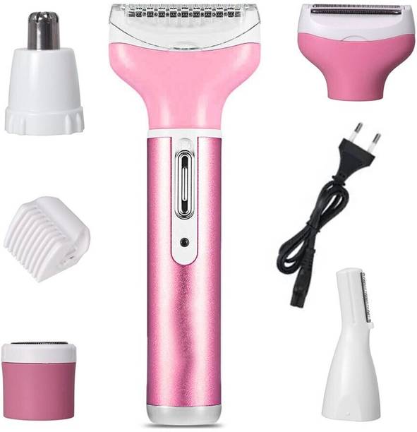 UPSE Electric Rechargeable waterproof 4 in 1 lady shaver nose trimmer eyebrow trimmer bikini shaver body shaver pink color for women Cordless Epilator