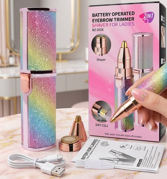 VTHIN BLW-216 2 in 1 Rainbow Blowless Painless Face Hair Removal Machine for Women Upper lip Chin Hairs Eyebrow Hair Epilator Hair Remover Trimmer for Women (USB Charging) Cordless Epilator