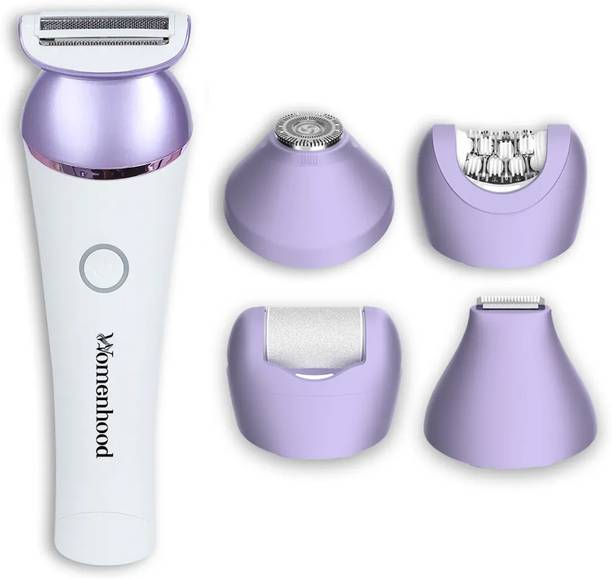WOMENHOOD 5-in-1 Bikini Trimmer Face Shaver Callus Remover for Women Cordless Epilator