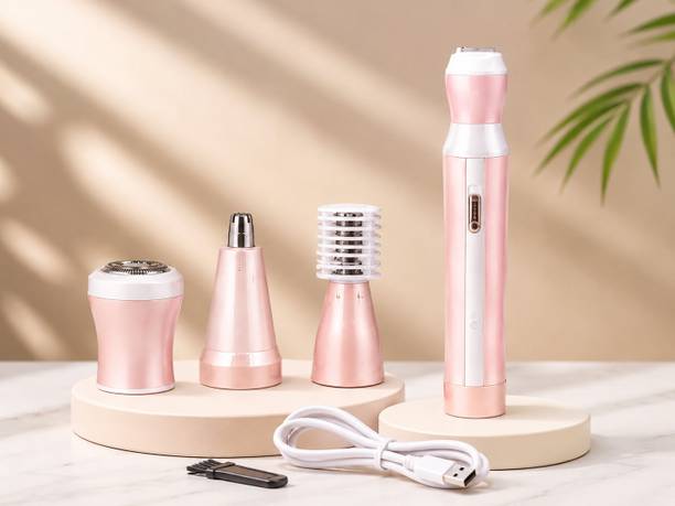 SDMS 4 in 1 Women Grooming Kit Rechargeable Hair Trimmer with 4 Attachments Cordless Epilator