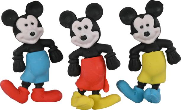 PlayKith Mickey Mouse Shape Eraser, Return-Gift For Kids Non-Toxic Pack of 3 Non-Toxic Eraser