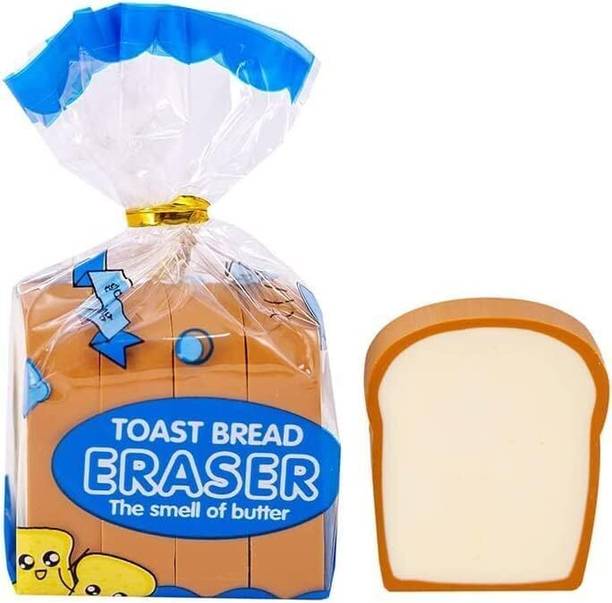 Lufarp 4Pcs Set Toast Bread Erasers, Pencil Erasers Non-Toxic Eraser