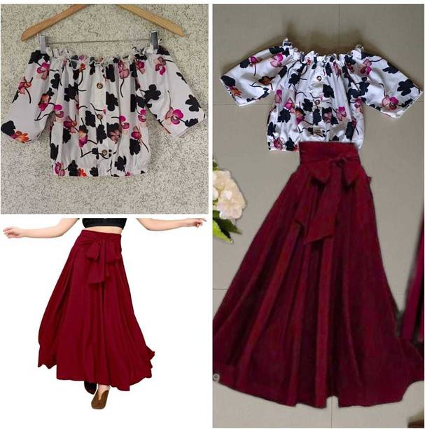 Women Crepe Crop Top and Palazzo Set
