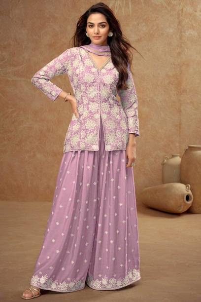 Women Art Silk Kurta Palazzo Dupatta Set