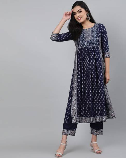 Women Viscose Rayon Kurta Palazzo Set