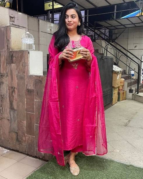JD-ZARA-PINK Embroidered Kurta, Trouser/Pant & Dupatta Set