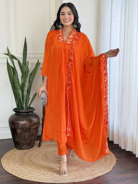 Women Pure Cotton Kurta Pant Dupatta Set Limited