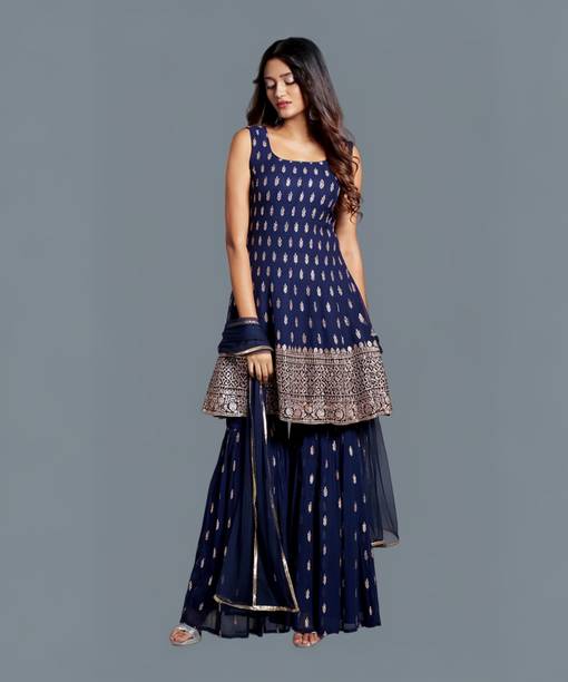 Xomantic FASHION Women Kurta Sharara Dupatta Set