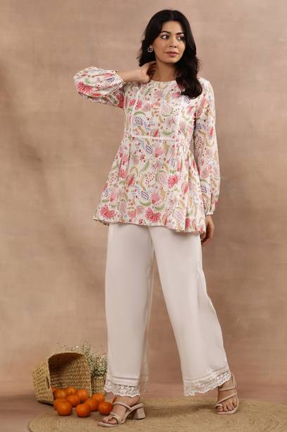 Women Pure Cotton Ethnic Top Pant Set